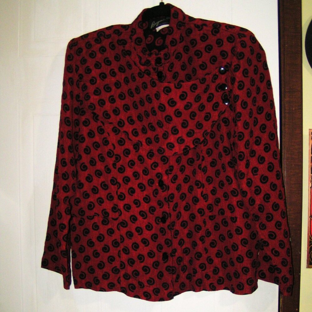 BRICK RED SILKY PANTSUIT M